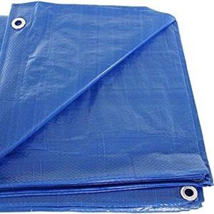 P-LINE Large Blue Tarp Cover –for Secured Tie-Down – 5mil Thick (20ft x 20ft)